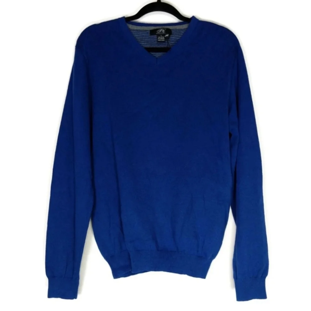 Foxcroft V-Neck Long Sleeve Cashmere Blend Blue Knit Stretch Sweater Sz XXL‎ NWT